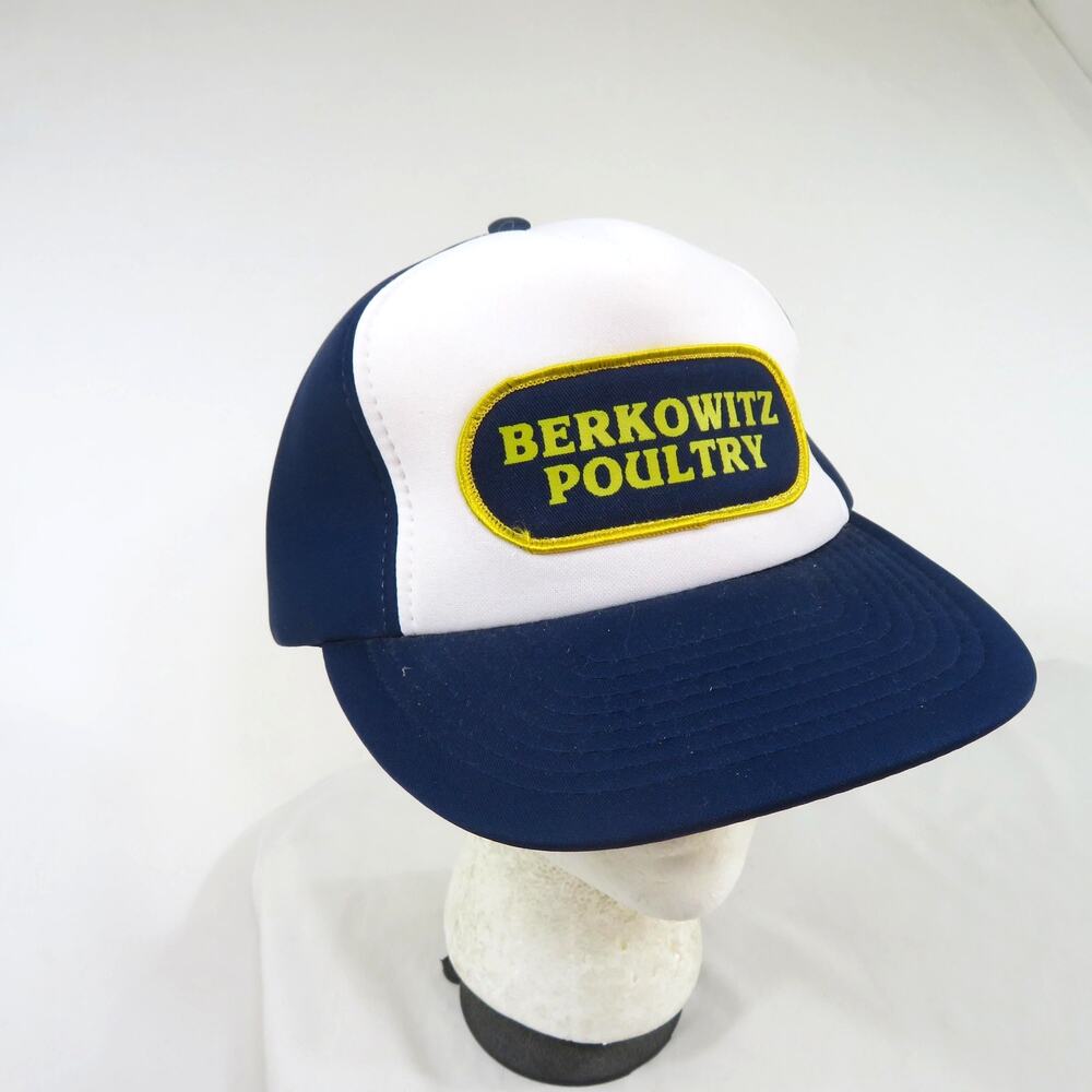 Berkowitz Poultry Hat Trucker Blue White Snapback 1980s